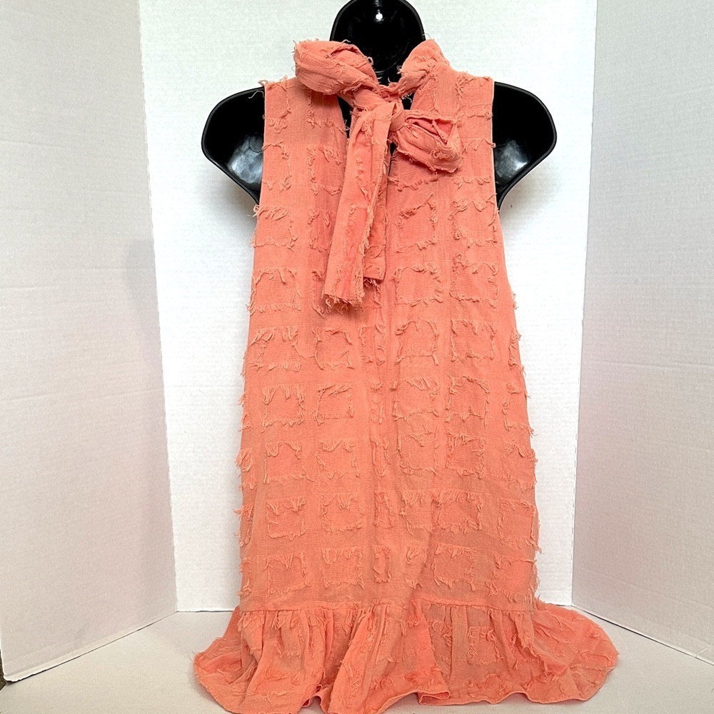 Mustard Seed Coral Textured Mini Dress small - Picture 2 of 11